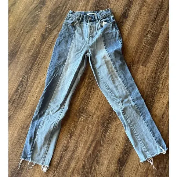 PacSun High Rise Straight Two Toned Jeans Size 23L - Picture 2 of 7